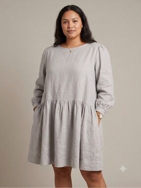 Shelter Gloria Linen Mini Dress in Ice Grey Size 2X